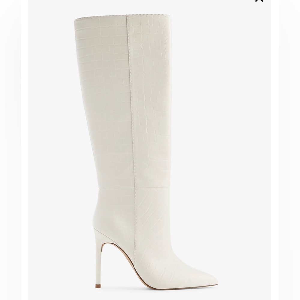 Croc-Embossed Thin Heel Boots NEW